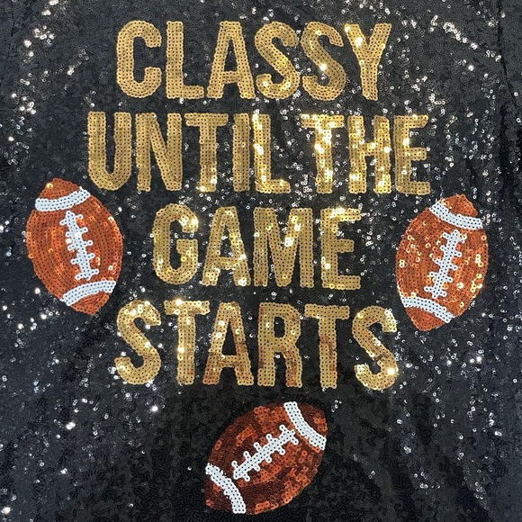 New Simply Southern Football Dress S/M Classy Until The Game Starts / Sequined - Picture 4 of 10